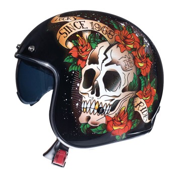 MT Helmets - LE MANS 2 Skull & Roses A1 - Black Multicolor